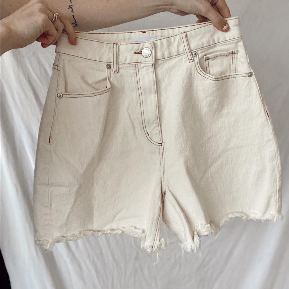 Cream high waist shorts